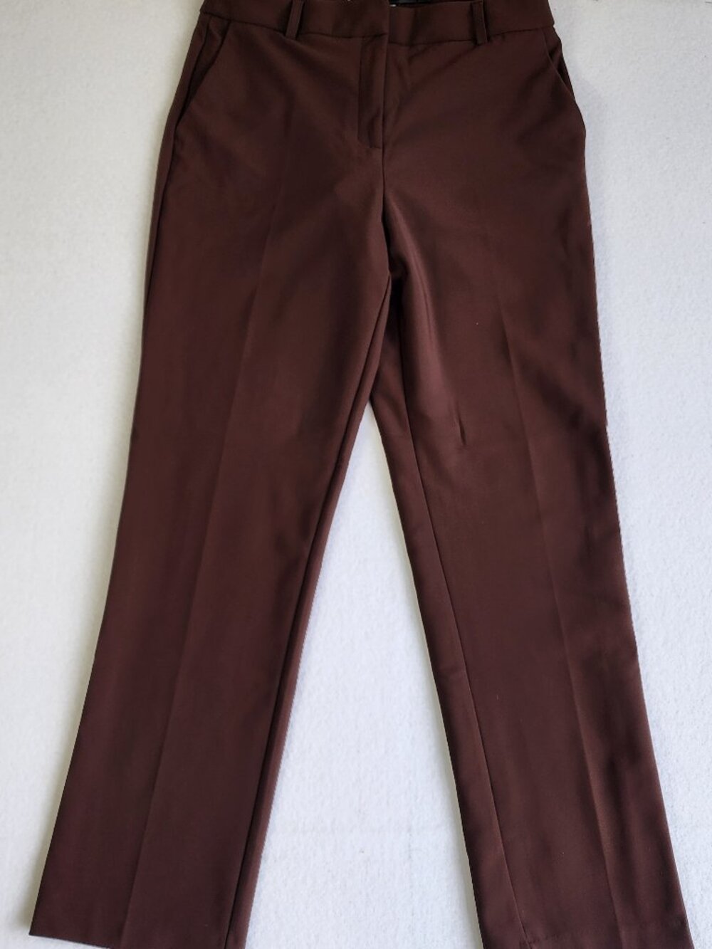 Maison d' Amélie Brown Mid Rise Straight Leg Dress Pants Trousers Flat Front 8